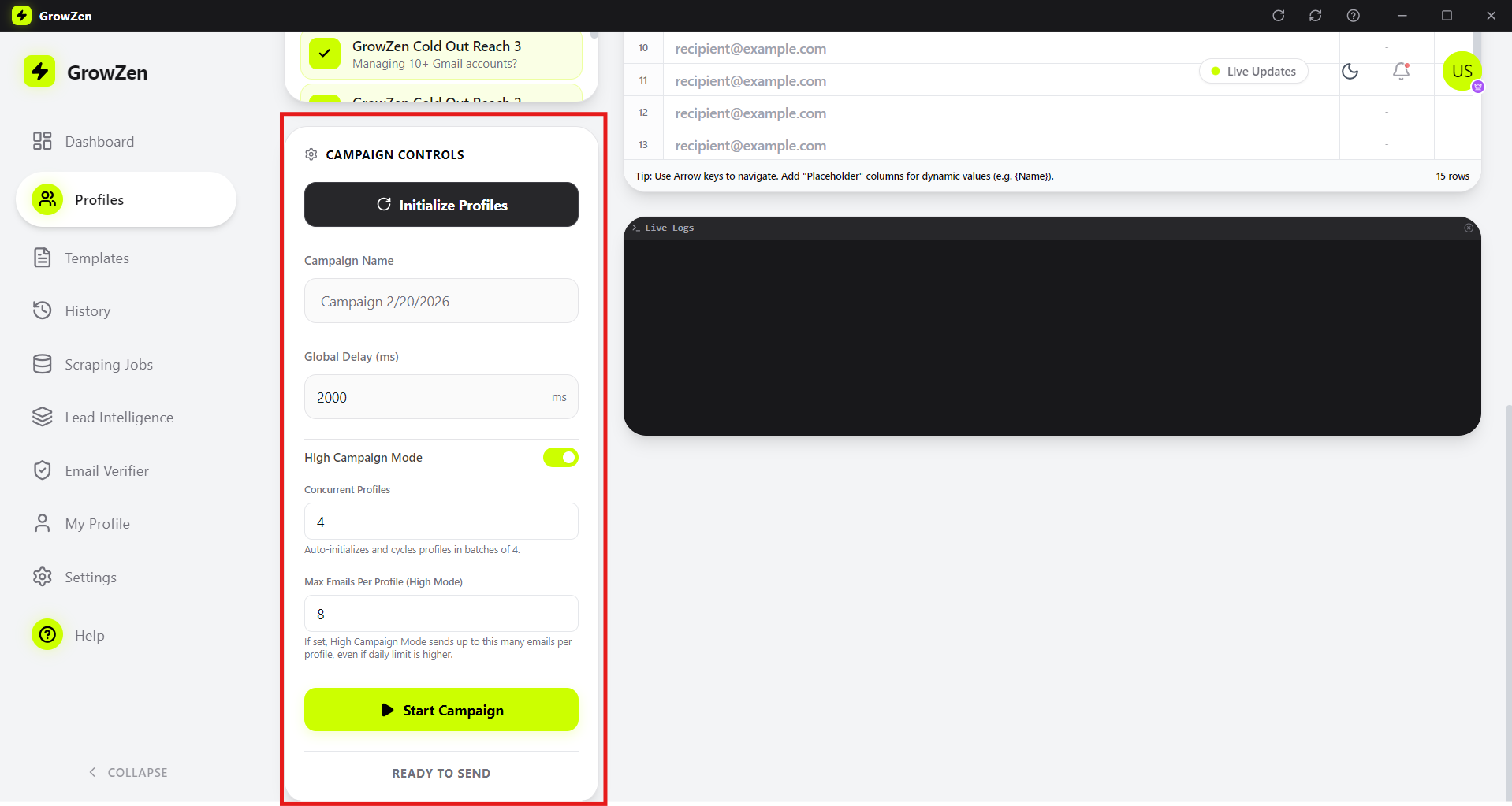 Set campaign configurations
