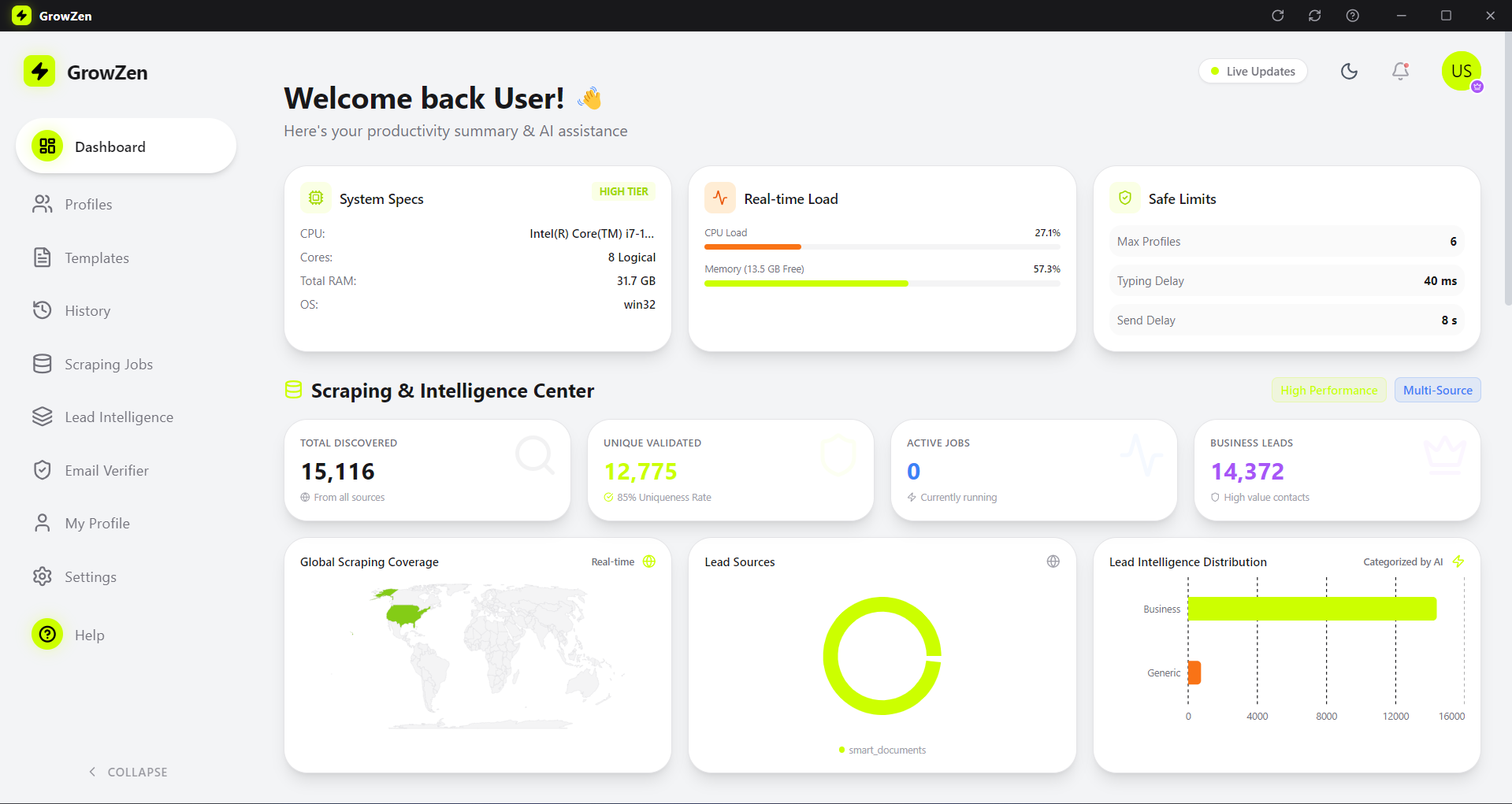 GrowZen Dashboard Light